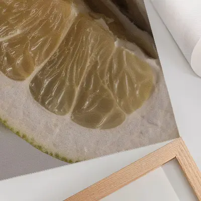 Plaster cytrusa z soczystymi segmentami plakat z teksturą płótna