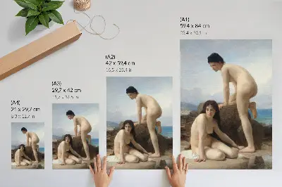 Plakat ścienny z obrazem Kąpiące się kobiety autorstwa Williama Adolphe'a Bouguereau