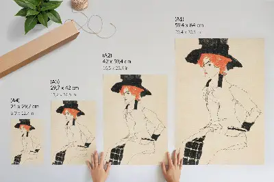 Nowoczesna grafika na płótnie portret kobiety z 1910 roku autorstwa Egona Schielego będący kobiecym rysunkiem liniowym z kolekcji muzeum The MET