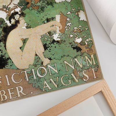Plakat z teksturą płótna Plakat vintage z nagą kobietą, numer Scribner's fiction (1897) autorstwa Maxfielda Parrisha