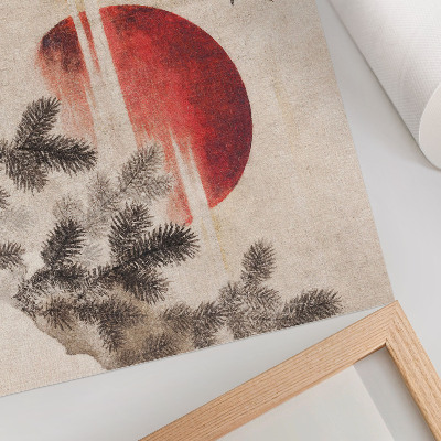 Grafika na ścianę Ptaki i zachód słońca Katsushiki Hokusai z Albumu szkiców (1814), japońskie drzeworyty vintage