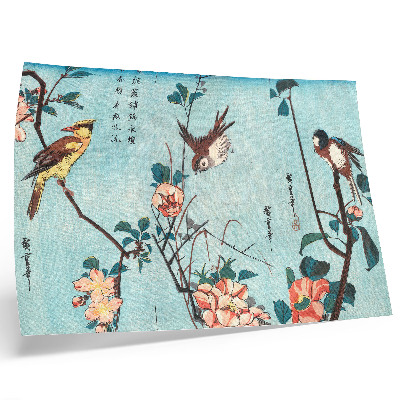 Plakat Japońskie ptaki i kwiaty (1833) – drzeworyty vintage autorstwa Utagawy Hiroshige