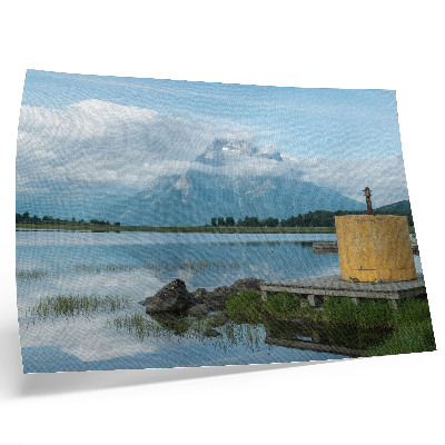 Grafika na ścianę Góry jezioro chmury pomost