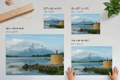 Grafika na ścianę Góry jezioro chmury pomost