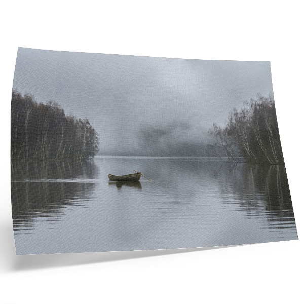 Plakat do salonu Niebo i woda mgła i drzewa cisza i spokój