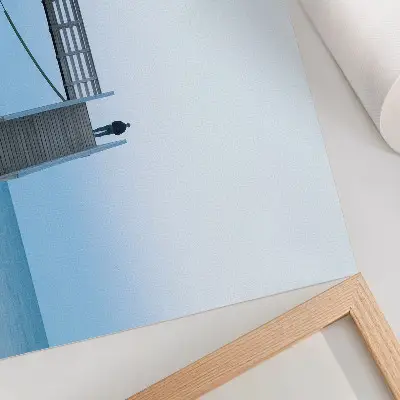 Wydruk na płótnie minimalistyczna postać na schodach w stylu architektonicznym