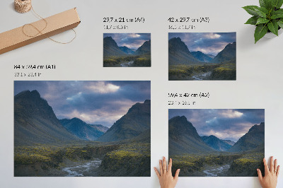 Grafika na ścianę Góry w chmurach niebieski spokój natura