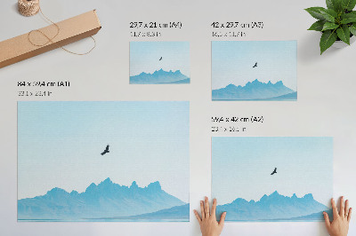 Grafika na ścianę Minimalistyczny krajobraz góry ptak