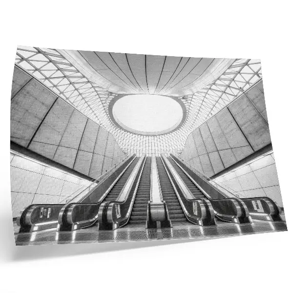 Plakat minimalistyczne wnętrze z futurystyczną architekturą