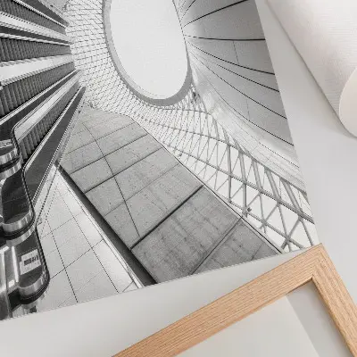 Plakat minimalistyczne wnętrze z futurystyczną architekturą