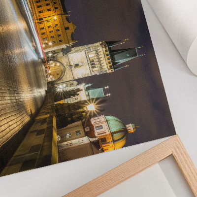 Grafika na ścianę Urokliwe nocne miasto oświetlone most architektura