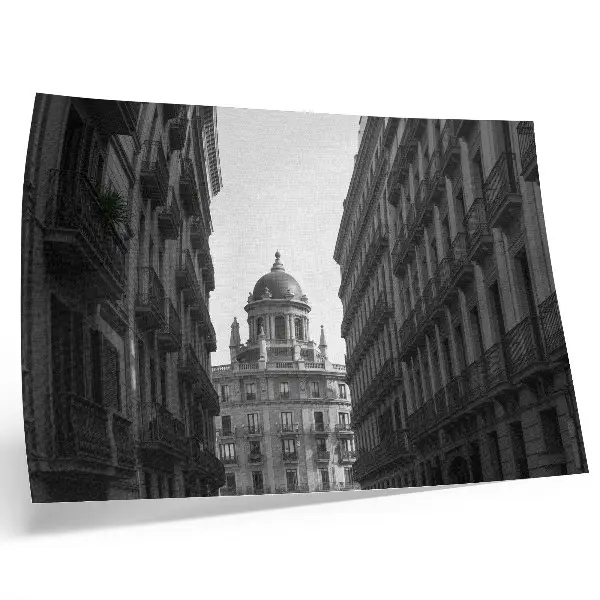 Nowoczesny plakat dekoracyjny z motywem symetrycznych fasad zabytkowej architektury miejskiej