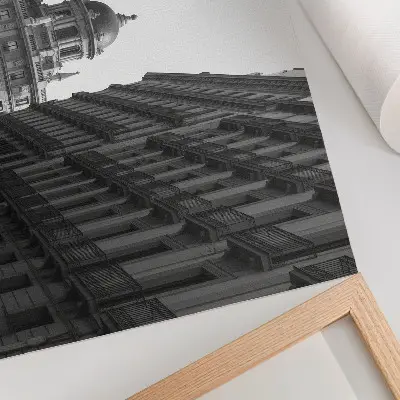 Nowoczesny plakat dekoracyjny z motywem symetrycznych fasad zabytkowej architektury miejskiej