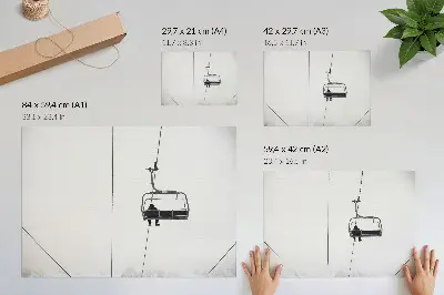 Grafika na ścianę minimalistyczny zimowy pejzaż przedstawiający samotność i spokój