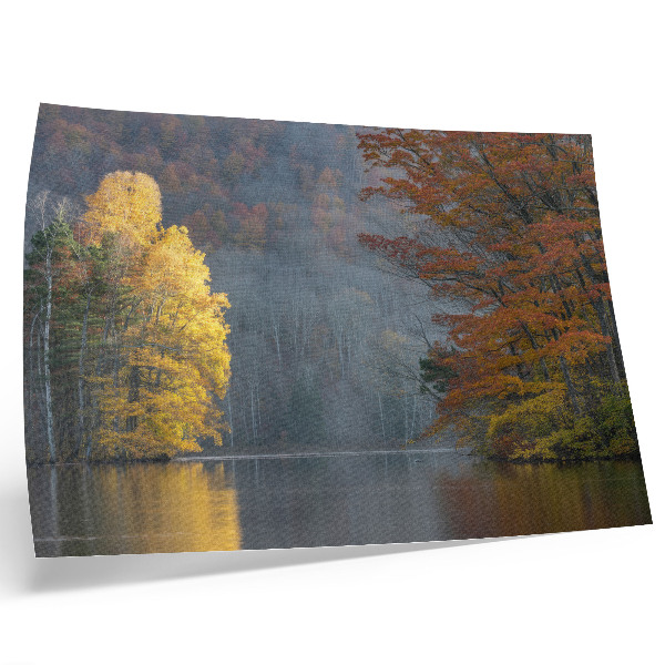 Plakat Barwy jesieni jezioro spokojna atmosfera harmonia