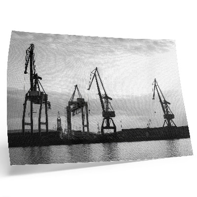 Plakat Żurawie portowe minimalistyczny design czerń biel