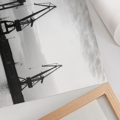 Plakat Żurawie portowe minimalistyczny design czerń biel