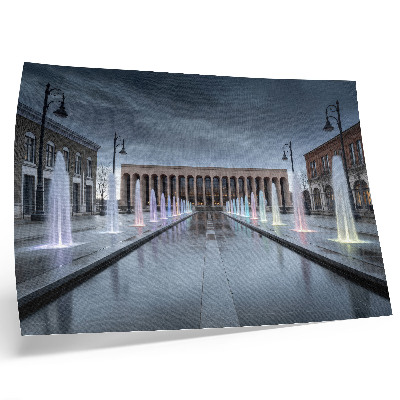 Plakat Fontanny i architektura nowoczesne oświetlenie