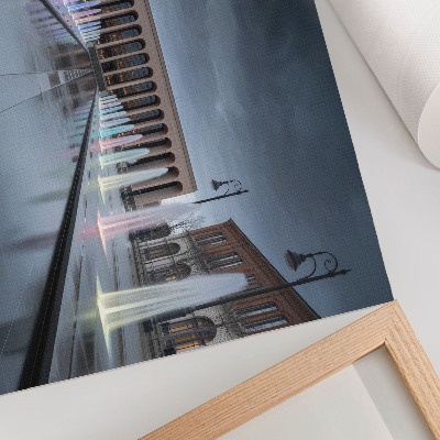 Plakat Fontanny i architektura nowoczesne oświetlenie