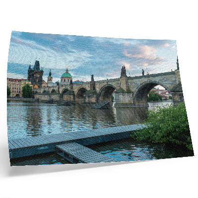 Grafika na ścianę Most nad rzeką zabytkowa architektura spokój