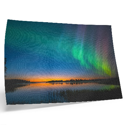 Nowoczesny plakat dekoracyjny Zorza nad jeziorem magiczny klimat