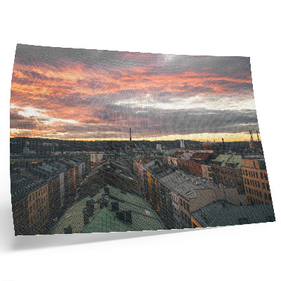 Grafika na ścianę Zachód słońca nad miastem panorama kolorystyka
