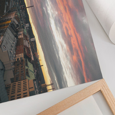 Grafika na ścianę Zachód słońca nad miastem panorama kolorystyka