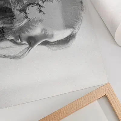 Grafika na ścianę czarno-biały portret oddający subtelność i elegancję