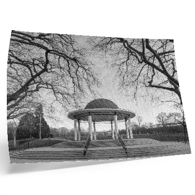Plakat do salonu Elegancka altana symetryczność czarno-białe odcienie