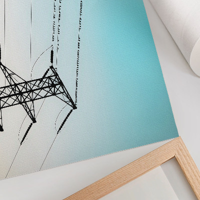 Plakat do salonu Ptaki na liniach energetycznych niebieskie niebo