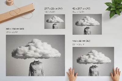 Nowoczesny plakat dekoracyjny Surrealistyczny motyw minimalizm biała chmura
