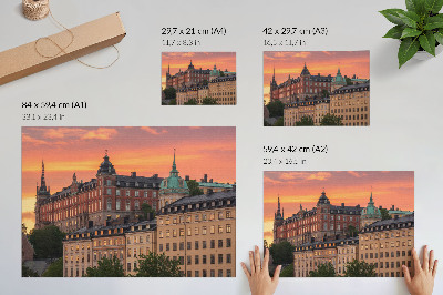 Plakat Zachód słońca urokliwe budynki historyczna atmosfera