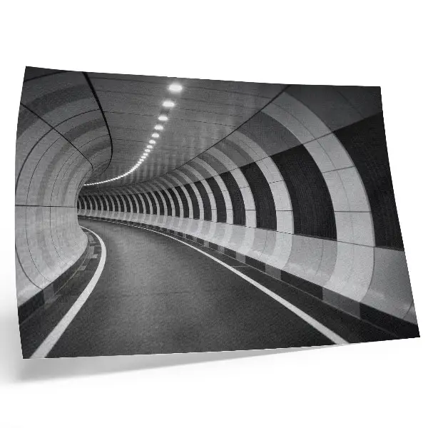 Plakat nowoczesny tunel przestrzenny o geometrycznym wzorze
