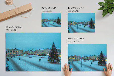 Grafika na ścianę Zimowy pejzaż klasyczna architektura świąteczny klimat