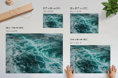 Plakat do salonu Turkusowe fale oceanu z białą pianą