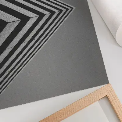 Plakat z symetryczną kompozycją monochromatycznych linii
