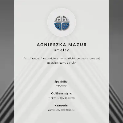 Plakat z symetryczną kompozycją monochromatycznych linii