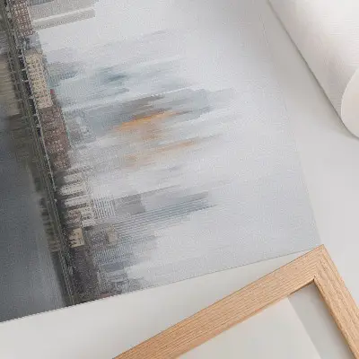 Grafika na ścianę zamglone miasto z pastelowym odbiciem w nowoczesnym stylu
