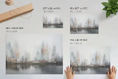 Grafika na ścianę zamglone miasto z pastelowym odbiciem w nowoczesnym stylu