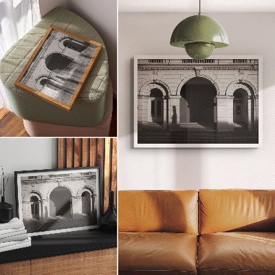 Plakat Elegancka architektura klasyczne łuki cienie