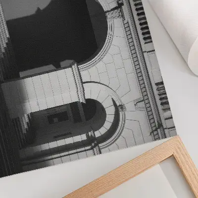 Plakat elegancka architektura przedstawiająca klasyczne łuki z cieniami