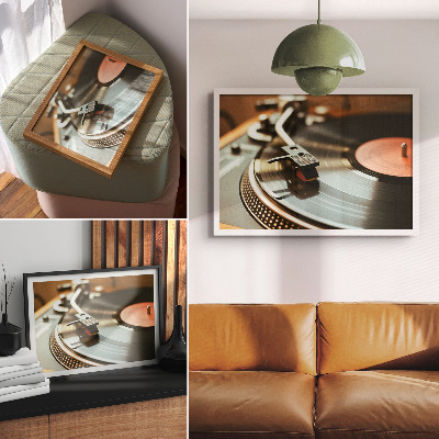 Plakat do salonu Gramofon nostalgiczny vintage muzyczny klimat