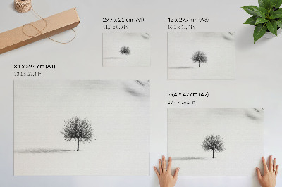 Grafika na ścianę Minimalistyczny motyw zimowe drzewo pejzaż harmonia