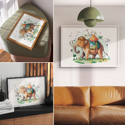Plakat do salonu Kot na mamucie fantazja przyroda magia
