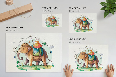 Plakat do salonu Kot na mamucie fantazja przyroda magia