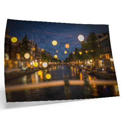 Grafika na ścianę Urokliwe miasto nocą światła odbicia w wodzie