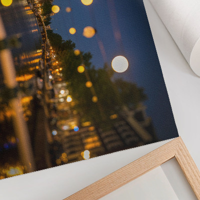 Grafika na ścianę Urokliwe miasto nocą światła odbicia w wodzie