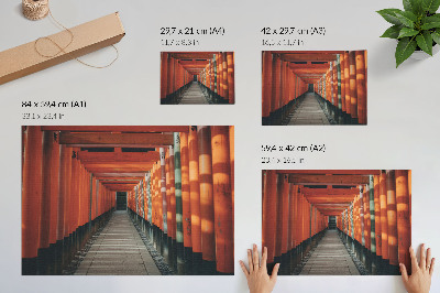 Grafika na ścianę Pomarańczowe kolumny tunelu symetria głębia