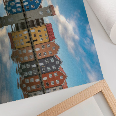 Plakat Kolorowe domy nad wodą refleksje architektura