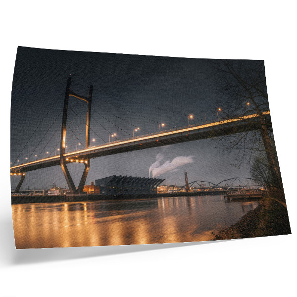 Nowoczesny plakat dekoracyjny Most nocą nowoczesna struktura spokojna atmosfera
